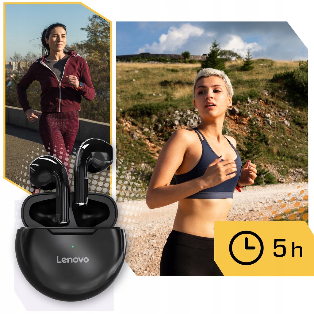 SŁUCHAWKI BEZPRZEWODOWE LENOVO DOUSZNE ORYGINALNE Z POWERBANKIEM BLUETOOTH Transmisja sygnału Bluetooth